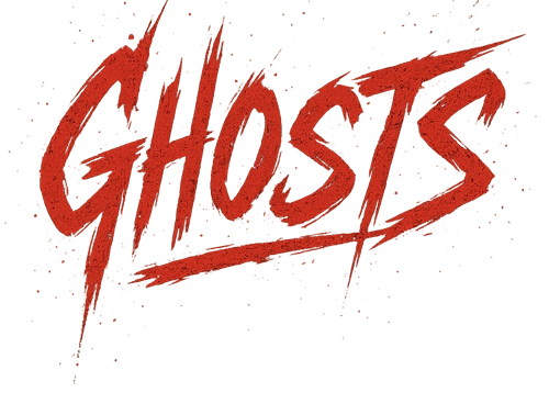 GHOSTSプロジェクトのロゴ。ノイズと静寂をテーマにした、サイバーパンク調の鋭利なデザイン