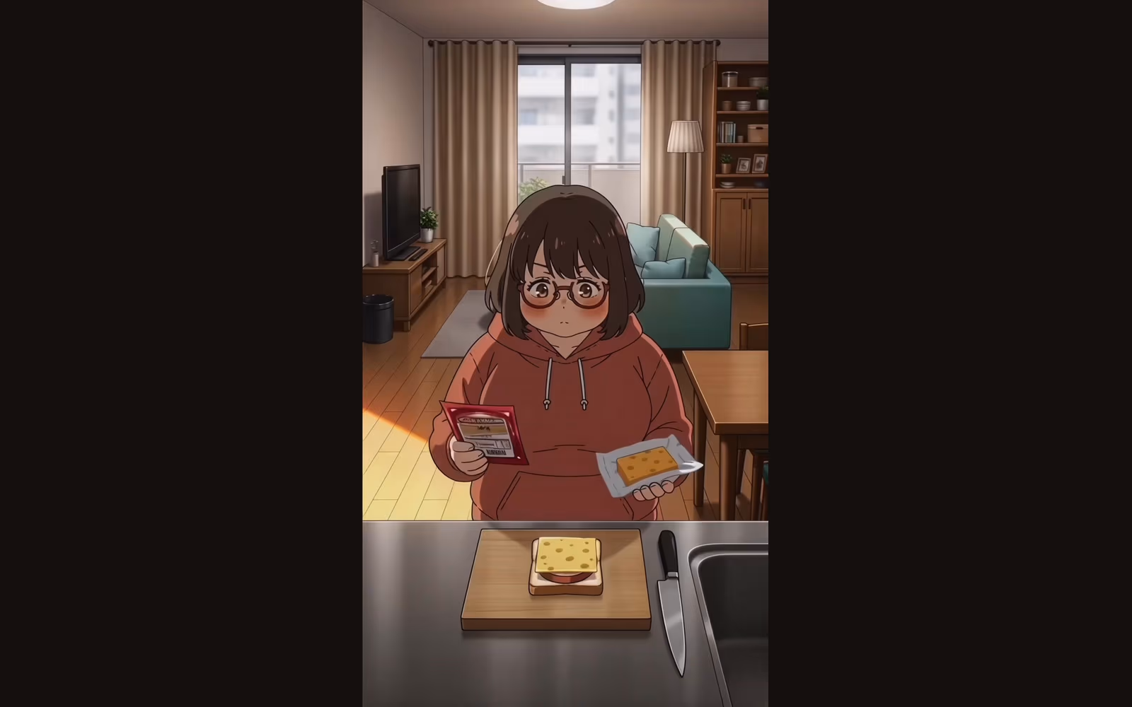 手順3「ハムを重ねる」の本編カット
