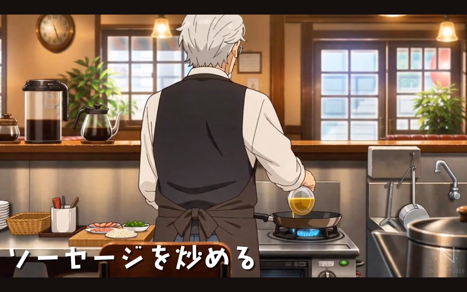手順2「麺を少し長めにゆでる」の本編カット