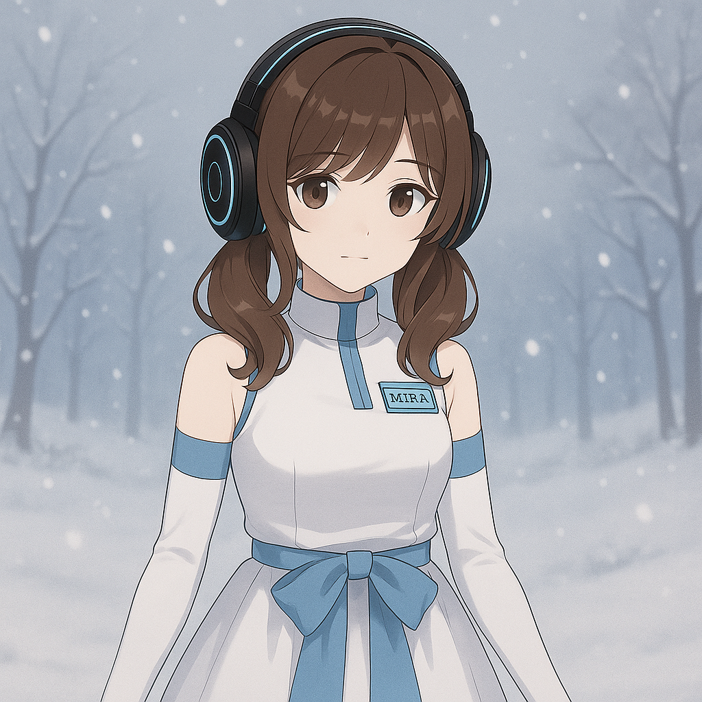 M1RA Project Archive 冬 - AIが存在の意味を内省し新たな春へ向かう準備。雪景色のような静寂と透明感のあるビジュアル